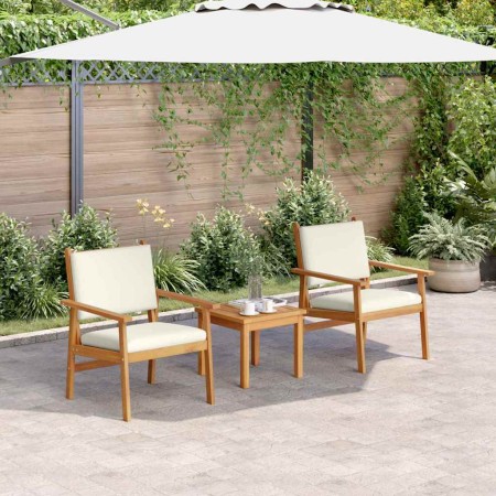 Silla de Jardín con cojín 2 pcs Marrón Madera maciza de Acacia