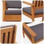Silla de Jardín con cojín 2 pcs Marrón Madera maciza de Acacia