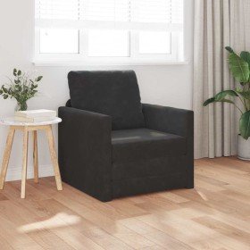 Sofá Cama de Piso con cojín Negro 74 x 77 x 81 cm Terciopelo Sofá Cama de Piso con cojín Negro 74 x 77 x 81 cm Terciopelo
