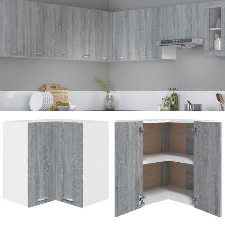 Hängender Eckschrank aus grauem Sonoma-Engineering-Holz von vidaXL, Küchenschränke - Ref: Foro24-815598, Preis: 74,98 €, Raba...