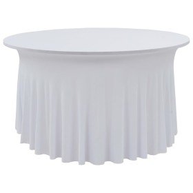 Fundas elásticas para mesa 2 uds con falda 180x74 cm blanco Fundas elásticas para mesa 2 uds con falda 180x74 cm blanco