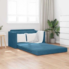 Sofá cama Azul 124 x 204 x 61 cm Terciopelo Sofá cama Azul 124 x 204 x 61 cm Terciopelo