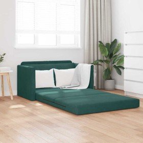 Sofá cama Verde oscuro 124 x 204 x 61 cm Terciopelo Sofá cama Verde oscuro 124 x 204 x 61 cm Terciopelo