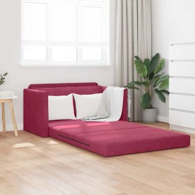 Sofá cama Rojo vino tinto 124 x 204 x 61 cm Terciopelo Sofá cama Rojo vino tinto 124 x 204 x 61 cm Terciopelo