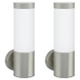 Aplique de pared exterior 2 pcs Plateado 12 x 7.5 x 27 cm