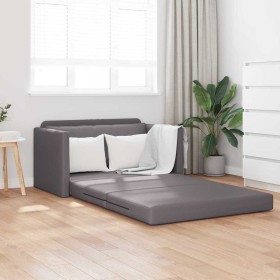 Sofá cama Gris 124 x 71 x 78 cm Cuero artificial Sofá cama Gris 124 x 71 x 78 cm Cuero artificial
