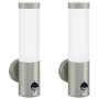 Aplique de pared exterior 2 pcs Plateado 12 x 7.5 x 29 cm