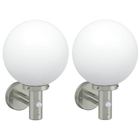 Aplique de pared exterior 2 pcs Plateado 28 x 25 x 38 cm