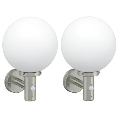 Aplique de pared exterior 2 pcs Plateado 28 x 25 x 38 cm