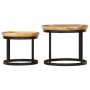 Round side tables 2 pcs solid mango wood and steel by vidaXL, Side tables - Ref: Foro24-286470, Price: 184,73 €, Discount: %