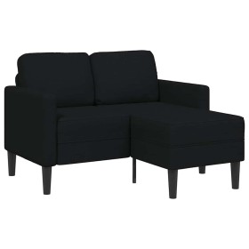 Sofá de 2 plazas con chaise longue en forma L negra 125cm