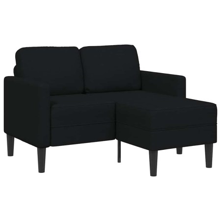 Sofá de 2 plazas con chaise longue en forma L negra 125cm