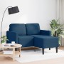 Sofá de 2 plazas con chaise longue en forma L Tela Azul 125 cm