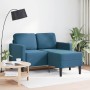 Sofá 2 plazas con chaise longue en forma L azul 125 cm