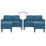 Sofá 2 plazas con chaise longue en forma L azul 125 cm