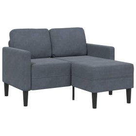 Sofá de 2 plazas con chaise longue en forma L gris oscuro 125cm Sofá de 2 plazas con chaise longue en forma L gris oscuro 125cm