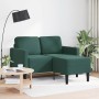 Sofá de 2 plazas con chaise longue forma L verde oscuro 125 cm