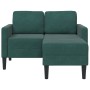 Sofá de 2 plazas con chaise longue forma L verde oscuro 125 cm