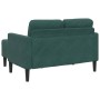 Sofá de 2 plazas con chaise longue forma L verde oscuro 125 cm