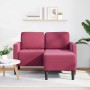 Sofá de 2 plazas con chaise longue en forma L rojo vino 125 cm
