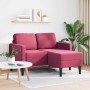 Sofá de 2 plazas con chaise longue en forma L rojo vino 125 cm