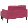 Sofá de 2 plazas con chaise longue en forma L rojo vino 125 cm