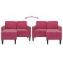 Sofá de 2 plazas con chaise longue en forma L rojo vino 125 cm