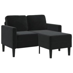 Sofá de 2 plazas con chaise longue en forma de L negro 125 cm