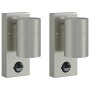 Aplique de pared exterior 2 pcs Plateado 6.5 x 10.5 x 16 cm