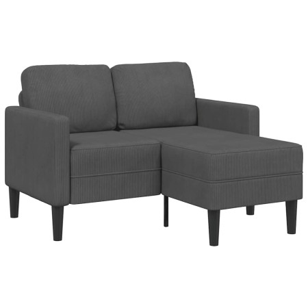 Sofá de 2 plazas con chaise longue en forma de L, gris oscuro, 125 cm, lino en Sofás | Comprar online en Foro24