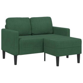 Sofá de 2 plazas con chaise longue en forma de L verde oscuro