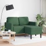 Sofá de 2 plazas con chaise longue en forma de L verde oscuro