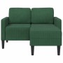Sofá de 2 plazas con chaise longue en forma de L verde oscuro