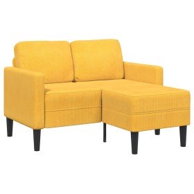 Sofá 2 plazas con chaise longue en forma L amarillo claro 125cm Sofá 2 plazas con chaise longue en forma L amarillo claro 125cm