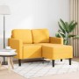Sofá 2 plazas con chaise longue en forma L amarillo claro 125cm