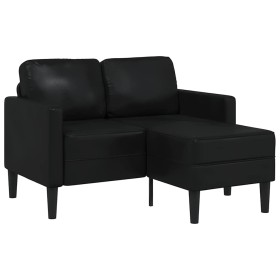 Sofá 2 plazas con chaise longue en forma de L negro 125 cm Sofá 2 plazas con chaise longue en forma de L negro 125 cm