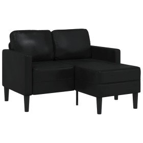 Sofá 2 plazas con chaise longue en forma de L negro 125 cm