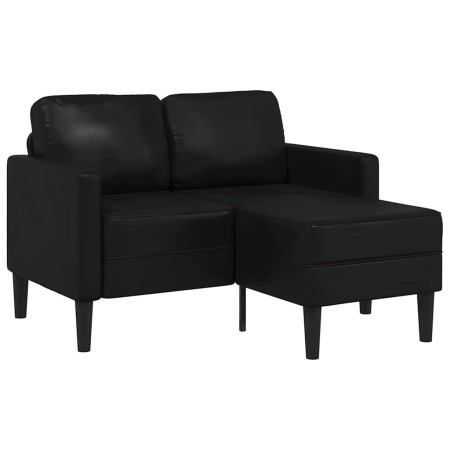 Sofá de 2 plazas con chaise longue en forma de L, color negro, 125 cm, piel sintética en Sofás | Comprar online en Foro24