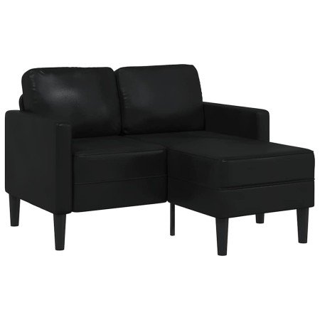 Sofá 2 plazas con chaise longue en forma de L negro 125 cm