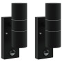 Aplique de pared exterior 2 pcs Negro 7 x 10 x 22 cm