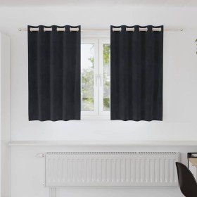 Cortinas con cortinas 2 pcs Negro 140 x 140 cm Terciopelo Cortinas con cortinas 2 pcs Negro 140 x 140 cm Terciopelo