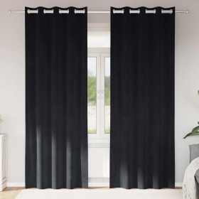 Cortinas con cortinas 2 pcs Negro 140 x 225 cm Terciopelo