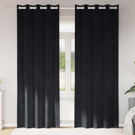 Cortinas con cortinas 2 pcs Negro 140 x 225 cm Terciopelo
