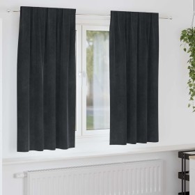 Cortinas con cortinas 2 pcs Negro 140 x 175 cm Terciopelo Cortinas con cortinas 2 pcs Negro 140 x 175 cm Terciopelo