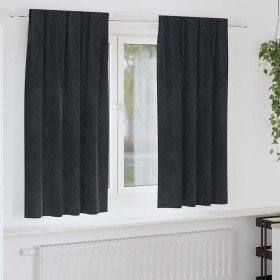 Cortinas con cortinas 2 pcs Negro 140 x 175 cm Terciopelo Cortinas con cortinas 2 pcs Negro 140 x 175 cm Terciopelo