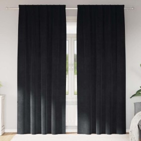 Cortinas con cortinas 2 pcs Negro 140 x 245 cm Terciopelo Cortinas con cortinas 2 pcs Negro 140 x 245 cm Terciopelo