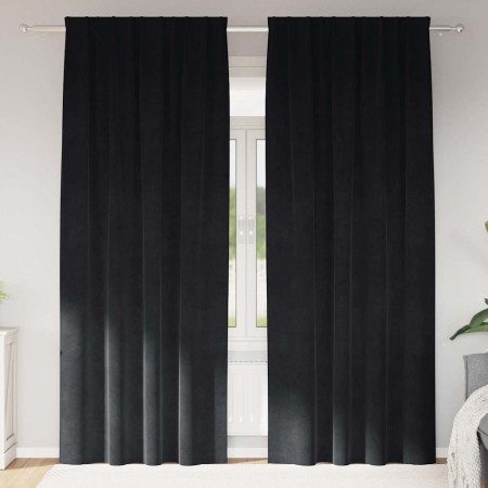 Cortinas con cortinas 2 pcs Negro 140 x 260 cm Terciopelo