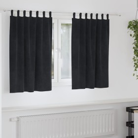 Cortinas con cortinas 2 pcs Negro 140 x 140 cm Terciopelo Cortinas con cortinas 2 pcs Negro 140 x 140 cm Terciopelo