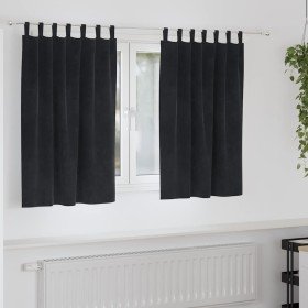 Cortinas con cortinas 2 pcs Negro 140 x 140 cm Terciopelo Cortinas con cortinas 2 pcs Negro 140 x 140 cm Terciopelo