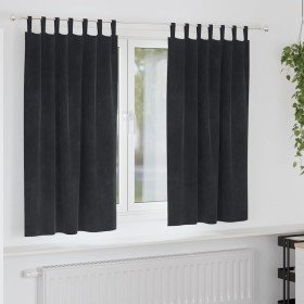 Cortinas con cortinas 2 pcs Negro 140 x 175 cm Terciopelo Cortinas con cortinas 2 pcs Negro 140 x 175 cm Terciopelo
